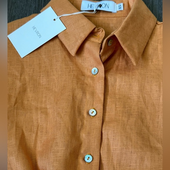 HEVRON***Sabine Orange Linen Crop Top****XS,Sm. $248 - Picture 4 of 7